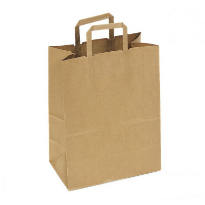 Купить пакет крафтовый с плоскими ручками, 280х240х140 мм от компании РоссПак