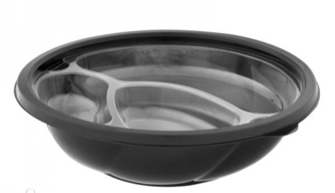 Купить контейнер 750мл, круглый, d=189мм, черный, с прозрачной крышкой и менажницей, пэт от компании РоссПак