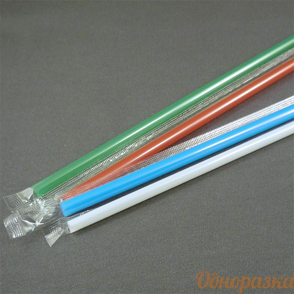 Купить трубочка коктейльная прямая 5х210 мм, цветная, в индивидуальной упаковке, рр от компании РоссПак