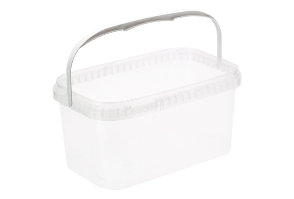 Купить ведро 3,3л прямоугольное, 250х158 мм, прозрачное с белой ручкой, pp от компании РоссПак