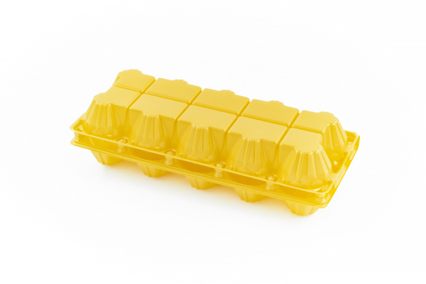 Купить контейнер желтый с плоской крышкой для яиц рп-10/1 от компании РоссПак