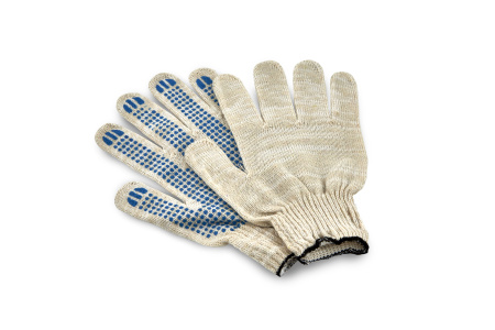 Купить перчатки трикотажные белые с пвх (стандарт), 10 кл/4 нити, 10 пар/упак., 500 пар/кор. от компании РоссПак