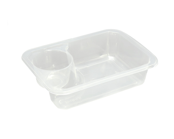 Купить лоток под запайку прозрачный с соусником 187х137х45 мм от компании РоссПак
