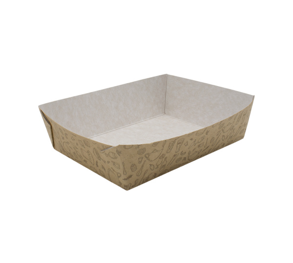 Купить лоток для фаст фуда крафтовый с печатью 500 мл от компании РоссПак