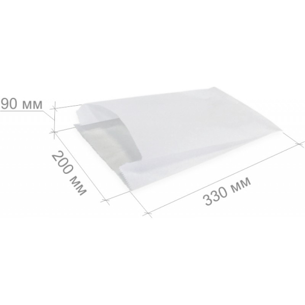 Купить пакет бумажный белый без печати, 330х200х90 мм от компании РоссПак