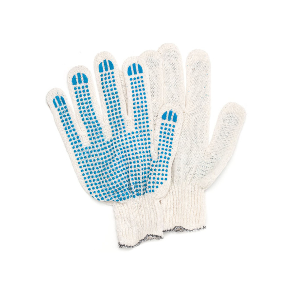 Купить перчатки трикотажные белые с пвх (эконом), 10 кл/4 нити от компании РоссПак