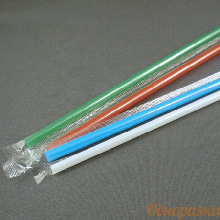 Купить трубочка коктейльная прямая 5х210 мм, цветная, в индивидуальной упаковке, рр от компании РоссПак