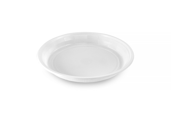 Купить одноразовая белая тарелка, d-170 мм, h-23 мм от компании РоссПак