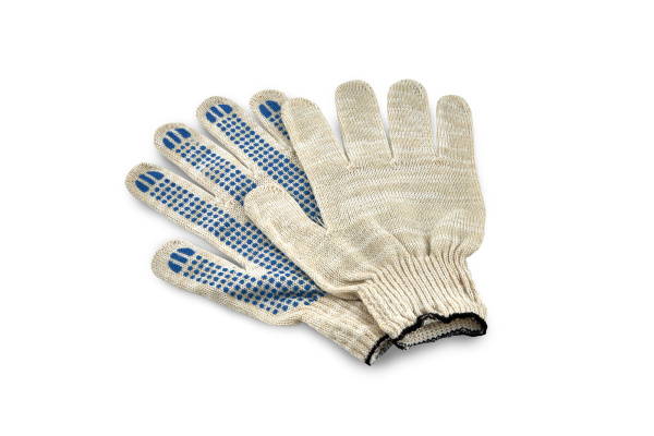 Купить перчатки трикотажные белые с пвх (стандарт), 10 кл/4 нити, 10 пар/упак., 500 пар/кор. от компании РоссПак